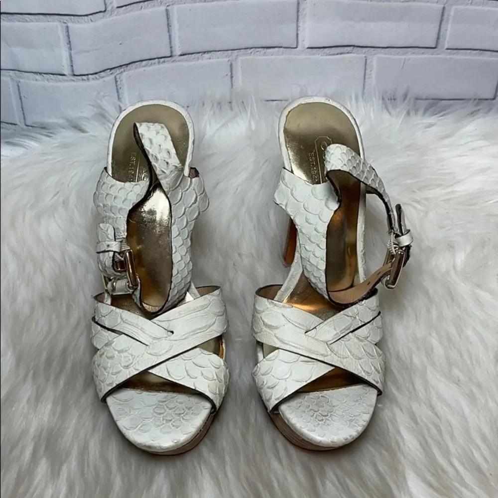Coach Dani White Python‎ Platform Sandals Sz 5